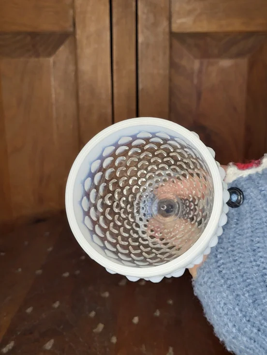 Opalescent Hobnail Goblet - Blue White Opal Glass - Picture 7 of 10